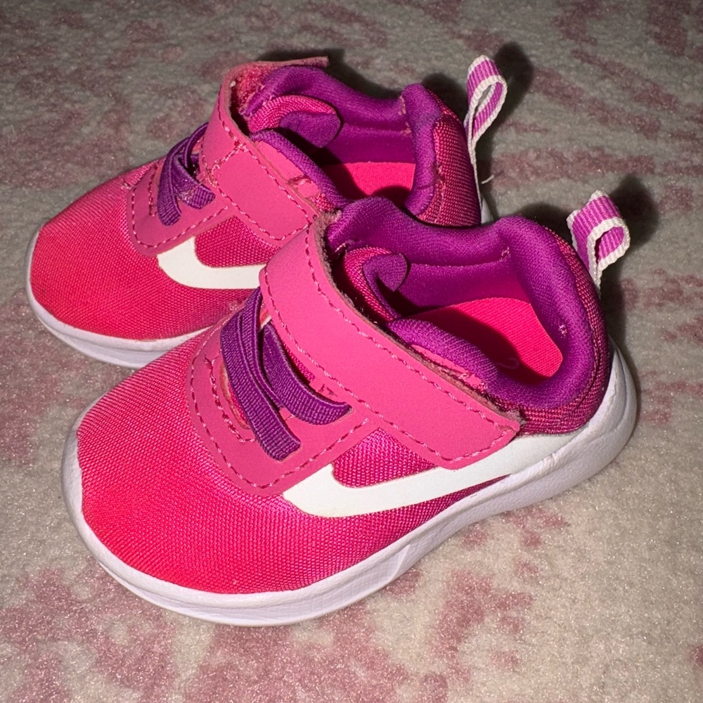 Wonder Nation Pink, Purple, & White Athletic Mesh Sneakers Baby Girl Size 2 - Picture 3 of 7